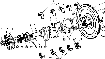 Устройство кривошипно-шатунного механизма двигателя